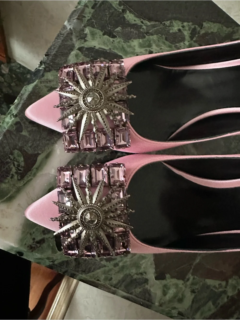 FAUSTO PUGLINI Pink Embellished Pointed-Toe Pumps